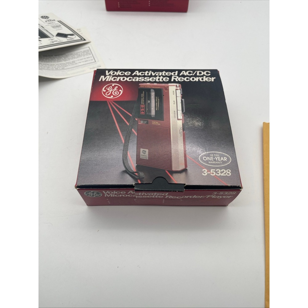 GE Voice Activated AC/DC Microcassette Recorder 3-5328 Vintage Boxed - PARTS